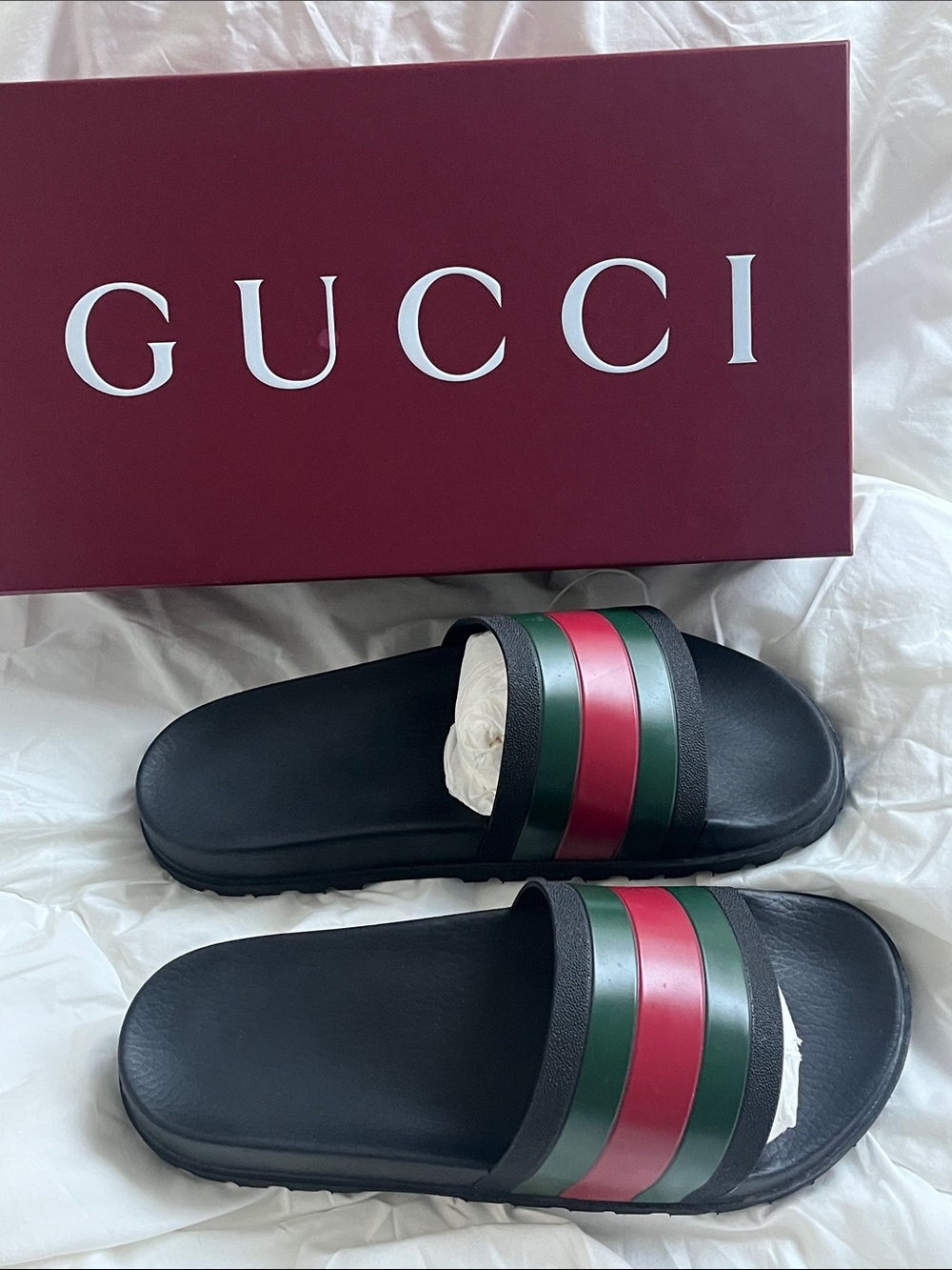 Gucci Black Slides with Red and Green Stripes Size 12 - Picture 9 of 11